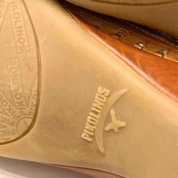 Pikolinos Women's Wedge Mule Slip On Leather Laser Cut Brown Wedges Size 6 / 6.5 - Picture 7 of 8